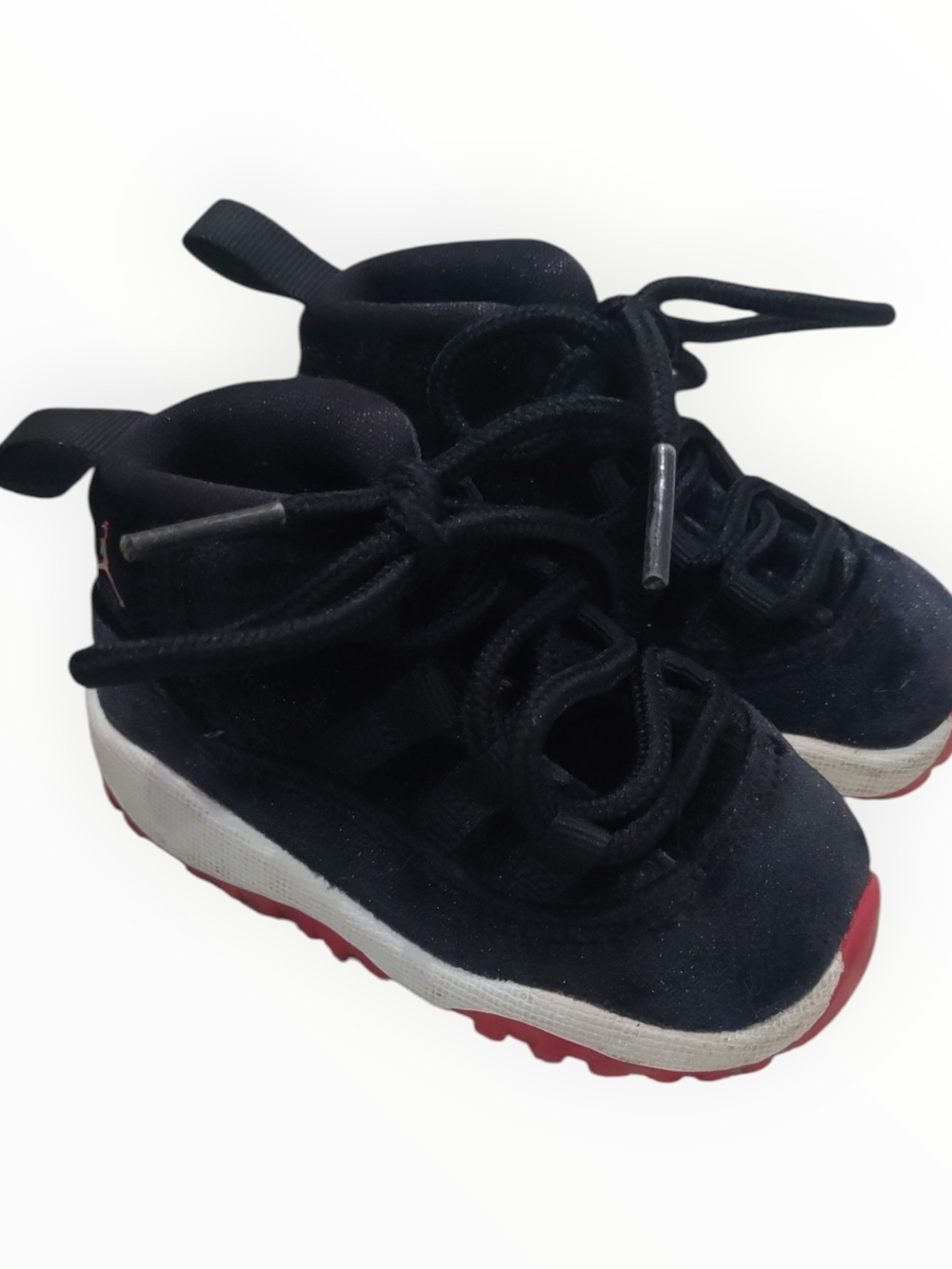 Jordan Unisex Baby Toddler size 4 Mid Top Suede Sneakers Black Red  Lace Up